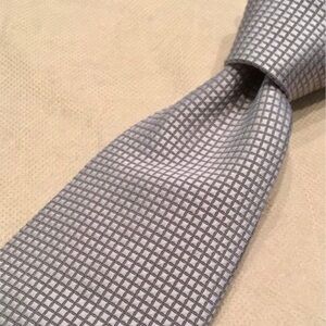 Chicco Longhitano Silver-Gray Silk Checkered Men's Tie